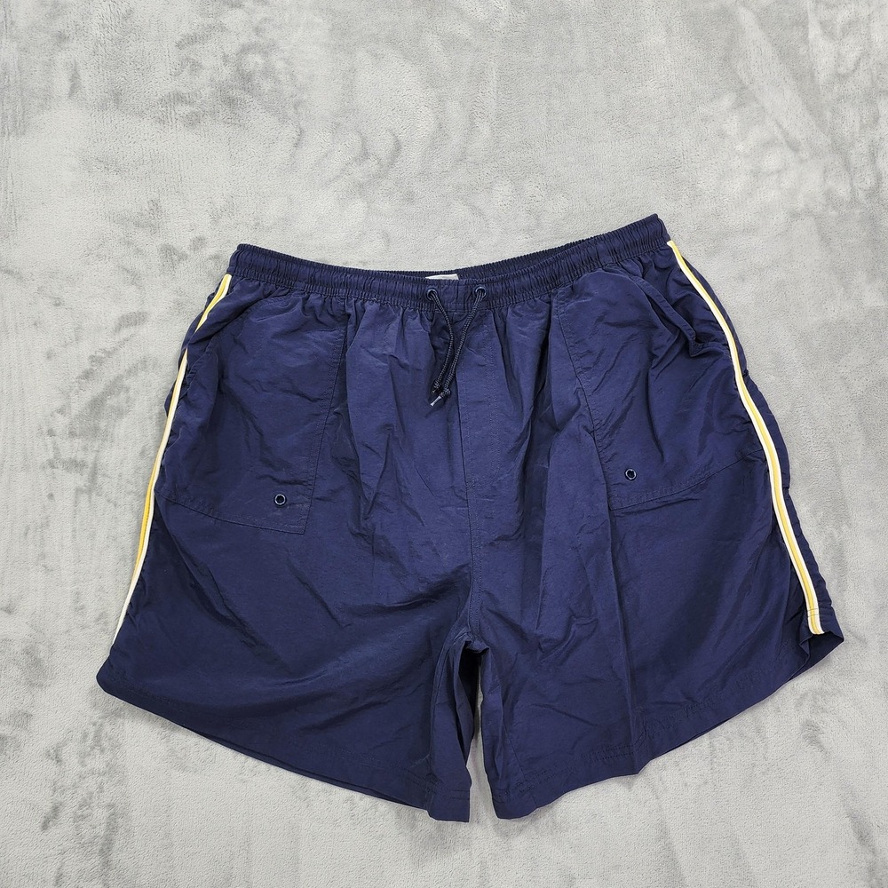 Vintage Energy Zone Swim Trunks Mens 2XL Blue Side Stripe Lined Drawstring Beach